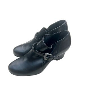 Franco Sarto Women’s Size 8 Black Leather Ankle Boot - Block Heel